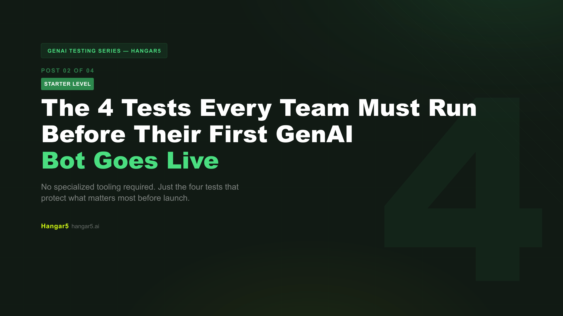 The 4 Tests Every Team Must Run Before Their First GenAI Bot Goes Live — Post 2 of 4 in the GenAI Testing Series